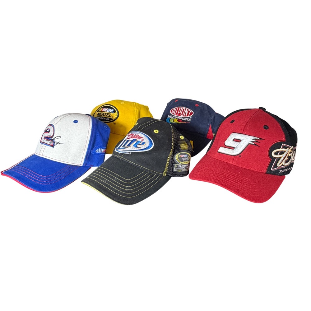 Vintage Y2K NASCAR Chase Authentics Lot of 5 Adjustable Baseball Caps Budweiser